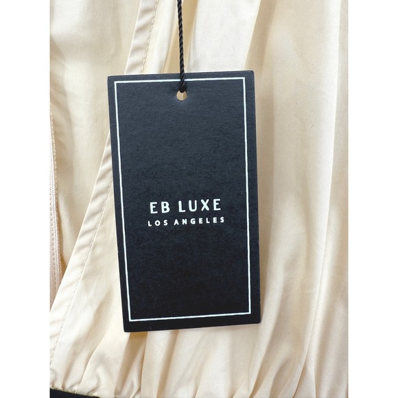 EB LUXE LA Beige Puff Sleeve Tiered Midi French‎ Girl Holiday Party Dress Size S - Picture 10 of 10